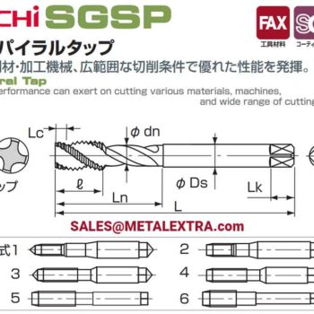 NACHI Spiral Flute Machine Taps SGSP 45° HSSE-SG for blind hole, M2 - M24 LIST7946 - Image 2