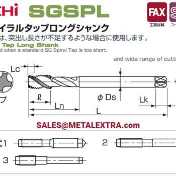Alternative view of NACHI Spiral Flute Machine Taps SGSPL Long Shank 45° HSSE-SG for blind hole, M3 - M24 LIST7948