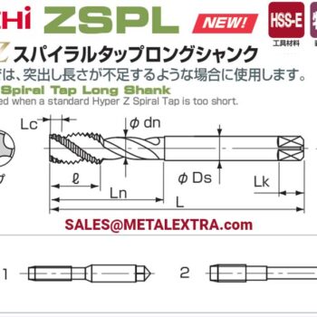 NACHI Spiral Tap Hyper Z Long Shank 43° ZSPL HSS-E, M3 - M24 LIST6854 - Image 2