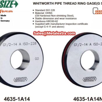 Alternative view of INSIZE Whitworth Pipe Thread Ring GO/NOGO Gauge Metric 4635 ISO228