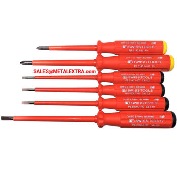 PB SWISS TOOLS Screwdriver set 6 pieces VDE 1000 Volt AC or 1500 Volt DC PB 5542 SL Electrician slot-head and Phillips 667072 - Image 2