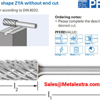 PFERD Carbide Cylindrical Burr, DIN 8032, ZYA without end cut, 4007220, Ø6mm - Ø16mm - Image 3