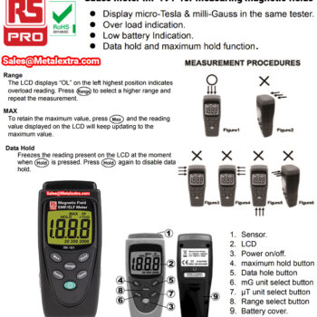 RS PRO Gauss Meter IM-191 (Resolution; 0.1/1 mG or 0.01/0.1 μT) Range; 30 Hz - 300 Hz - Image 5
