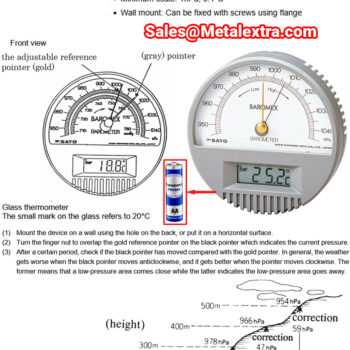 SK SATO Baromex Barometer with Digital Thermometer 7612-00 (Res; 1 hPa / 1°C, Accuracy; ±1 hPa) Range: 945 ~ 1045 hPa - Image 3