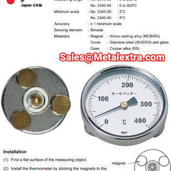 SK SATO Dial Thermometer 2340-40 (Surface Magnetic Bimetal ⌀64mm) Range; 0°C~ 400°C - Image 3