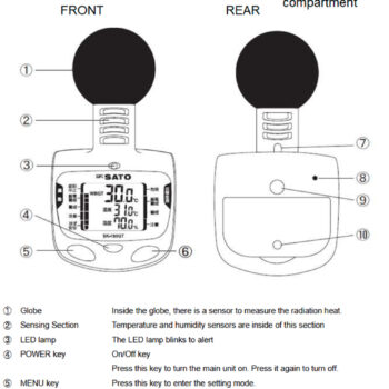 SK SATO Mobile Heat Stress Monitor SK-181GT (JIS B 7922:2023 Class 2, ISO 7243, Humidity; 0~95%RH) Range; 0.0°C~50°C - Image 7