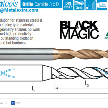 SUTTON TOOLS Carbide Drill D356, DIN6537, 3xd, 140°, Through Coolant, for Steel Super Alloy Ø3mm - Ø20mm - Image 3