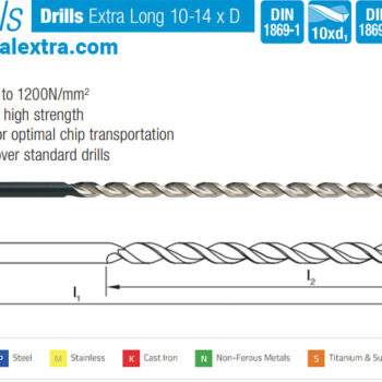 SUTTON TOOLS Extra Long Drills HSS D191, DIN1869-1, 10xd, 130°, DHXL-1 Ø2mm - Ø13mm - Image 2