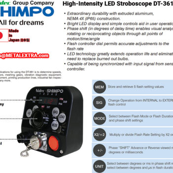 SHIMPO LED Stroboscope DT-361 (Rechargeable, Water-resist IP65) 60 to 120,000 FPM; 1-2000 Hz - Image 3
