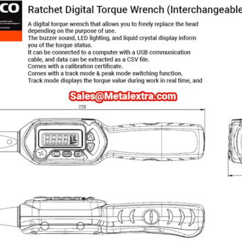 TRUSCO Head Exchangeable Ratchet Digital Torque Wrench HDT3-030C Drive 9.5mm - 12.7mm, 6-200Nm　 - Image 3