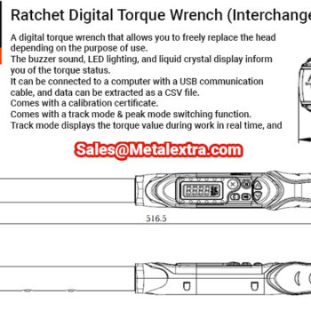Alternative view of TRUSCO Head Replaceable Ratchet Digital Torque Wrench HDT4-200C Drive 12.7mm 40-200Nm