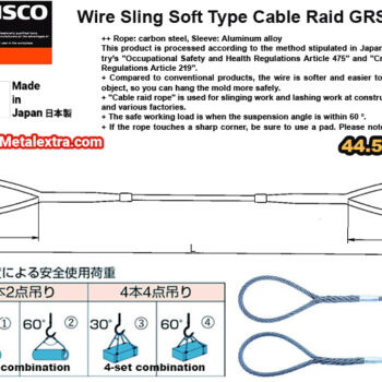 Alternative view of TRUSCO Wire Sling Soft Type Cable Raid GRS-44S (Double end hook) Thickness; Ø44mm for 44.5 Ton, Angle; ≤60°, Range; 3.5 - 5 Meter