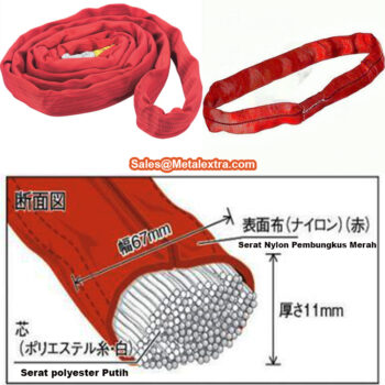 TRUSCO Round Sling Red TRJ50 (JIS B 8811 standard, endless type Polyester & Nylon) Belt; 67 x 11mm, Load for 5 Ton, Range; 0.5 - 5 Meter - Image 3