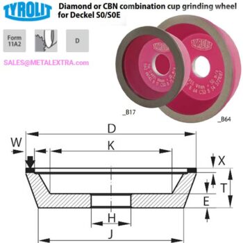 TYROLIT Combination diamond cup grinding wheel for Deckel S0 S0E ⌀75mm 597121 B17 - Image 2