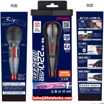 VESSEL Screwdriver Electric Dora Ball Grip 1 Bits, Rechargable, 220USB-S1 - Image 7