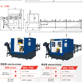 WAY TRAIN Circular Saw Machine WS-75C (Blade Motor; 15 HP, 11.2 KW) Blade Ø285mm - Image 5