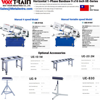 Alternative view of WAYTRAIN Manual Bandsaw UE-916A (1.5HP 4P 1100W, 1phase) Cutting 90°; 225 x 345 mm, Cutting 45°; 225 x 165 mm