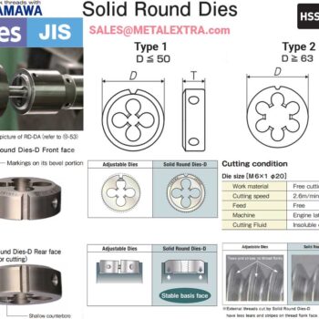 YAMAWA Solid Round Dies-D, HSS, JIS Metric, for Iron & Alloy Steel, M1 - M80 - Image 2