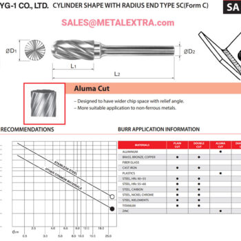 Alternative view of YG-1 Cylinder Type Radius End SC (Form C) Burr ⌀6mm - ⌀19mm ALUMA CUT R1303
