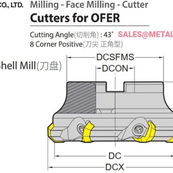 Alternative view of YG-1 Face Mill Cutter 43˚, 8 Corner Negative Ø 75mm - Ø172mm 0704 for OFER
