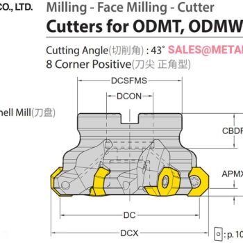 Alternative view of YG-1 Face Mill Cutter 43˚, 8 Corner Positive Ø 73mm - Ø135mm 0605 for ODMT, ODMW