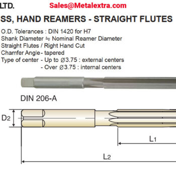 Alternative view of YG-1 Hand Reamer Straight Flutes, HSS, DIN 1420, Right Hand, K1143 Ø2mm - Ø60mm