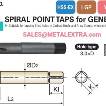 Alternative view of YG-1 Spiral Point Tap HSS-EX, Blind Hole, T1022, for Low Carbon Steel & Alloy, M2-M36