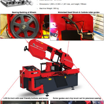 KARMETAL Auto Straight Bandsaw OSA 350x450 PLC (Motor; 5.4 HP/4 kW ~ 1.400 rpm) Angle 90°; 350 x 450 mm - Image 12
